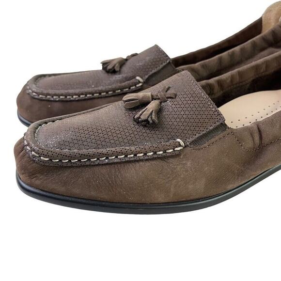 Sas Hope USA Made Brown Nubuck Leather Square Toe Flats Slip On Loafers 9.5 N - Picture 8 of 16